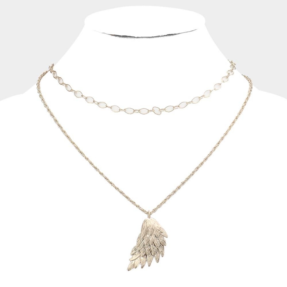 Gold Metal Angel Wing Pendant Necklace Chain